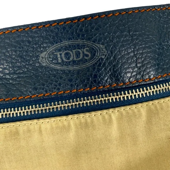 Tod’s Blue Pebbled Leather Belted Shoulder Bag EUC - Picture 14 of 16